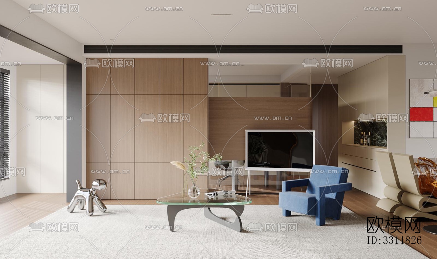 现代客餐厅效果图下载（渲染图2）