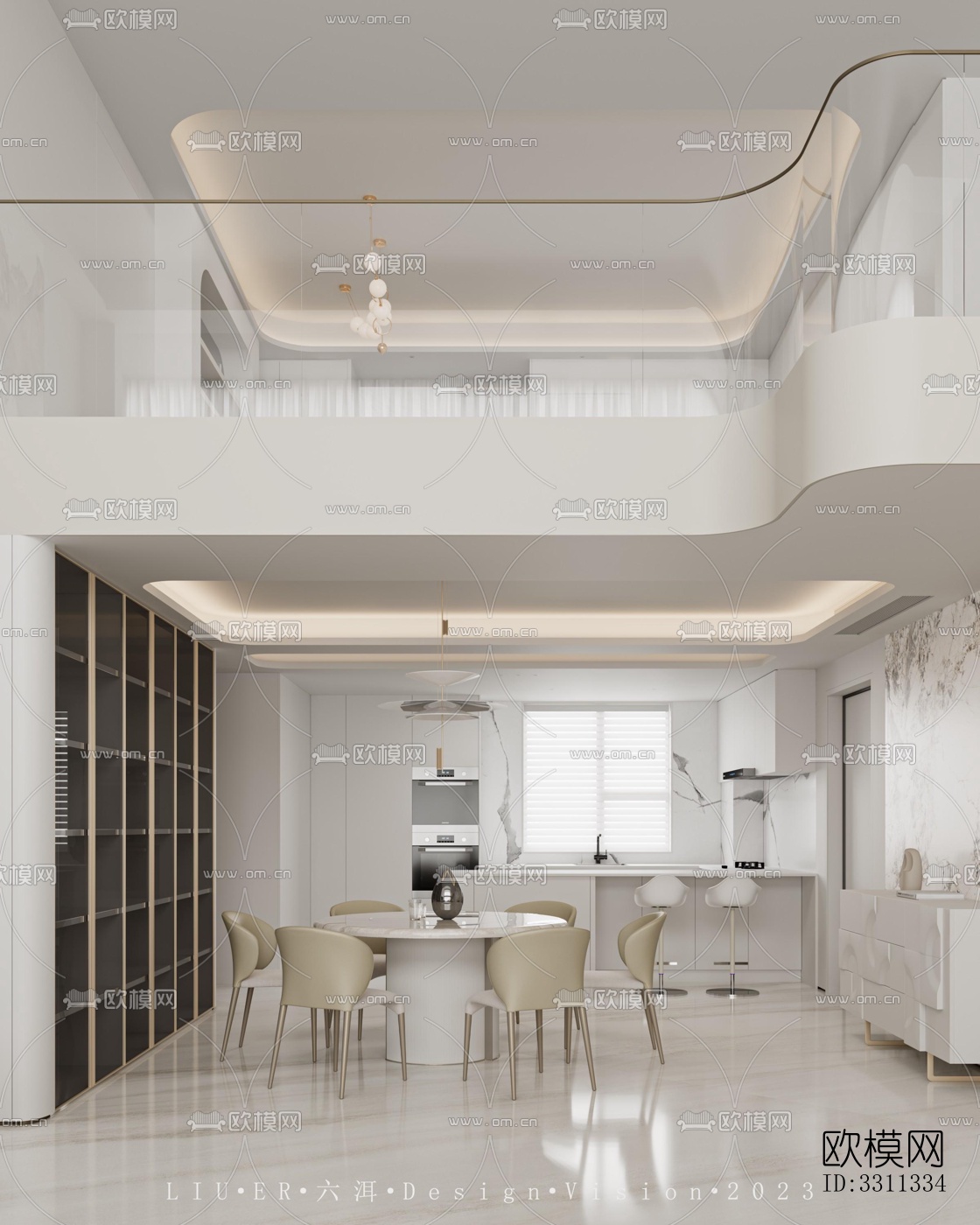 现代客餐厅效果图下载（渲染图10）