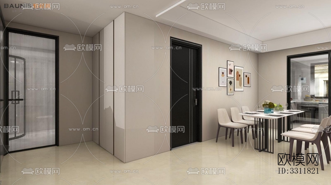 现代客餐厅效果图下载（渲染图5）