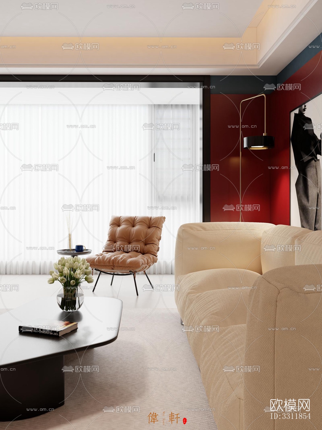 现代客餐厅效果图下载（渲染图7）