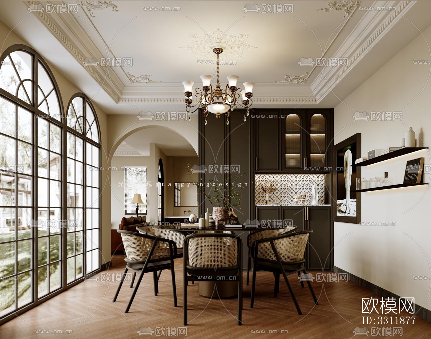 现代客餐厅效果图下载（渲染图4）