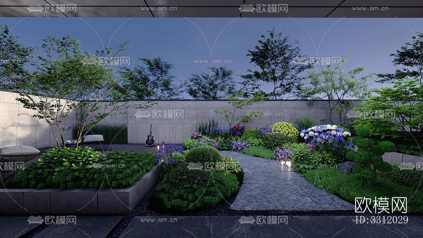 现代阳台花园效果图下载（渲染图4）