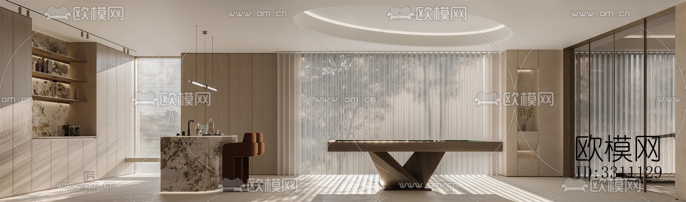 现代客餐厅效果图下载（渲染图4）