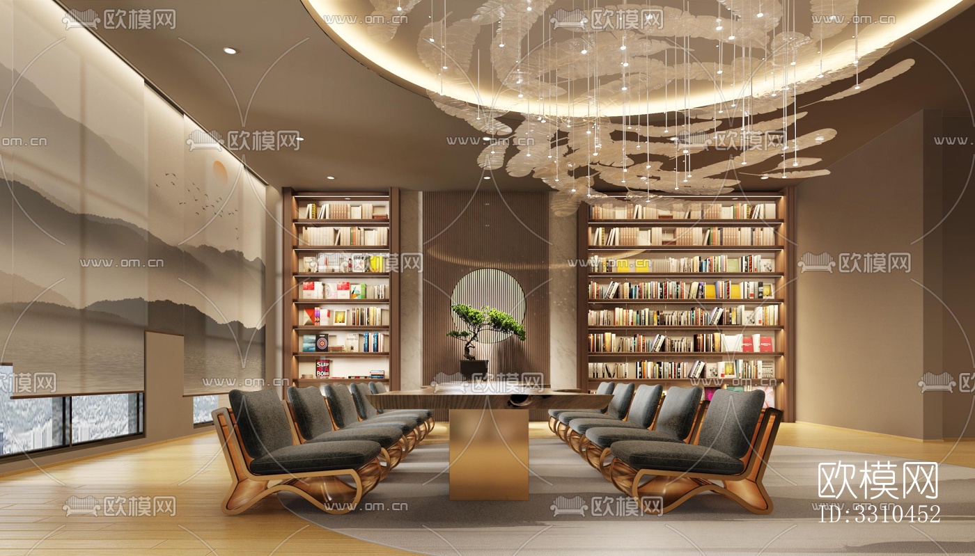 现代图书馆效果图下载（渲染图1）