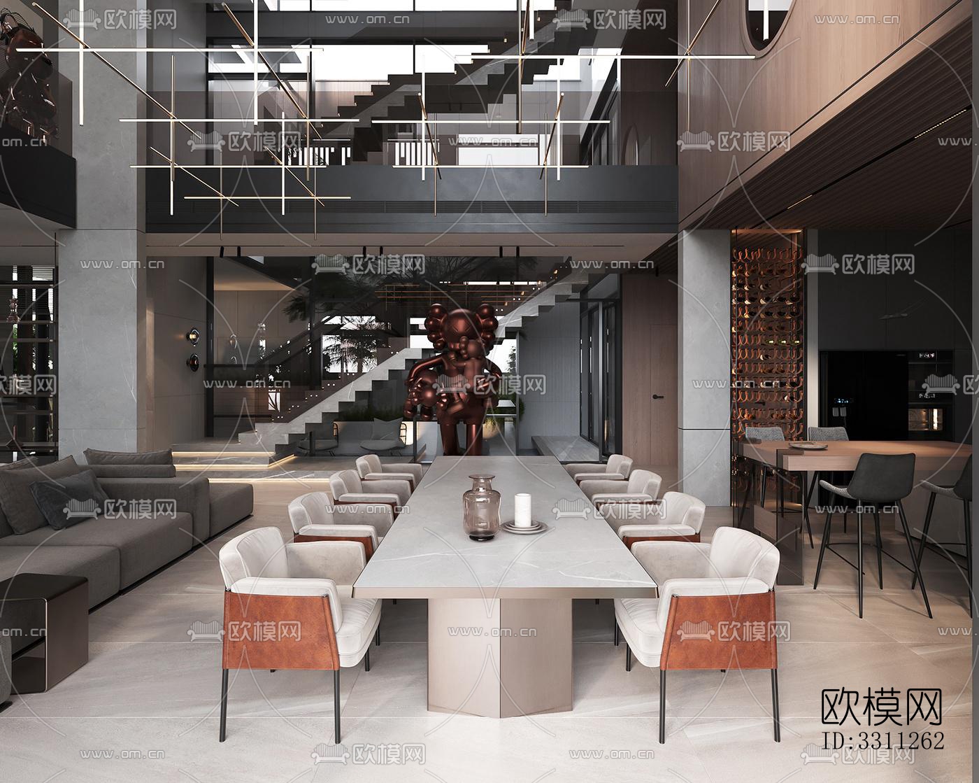 现代客餐厅效果图下载（渲染图10）