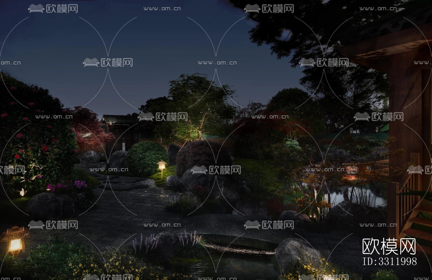 现代阳台花园效果图下载（渲染图2）