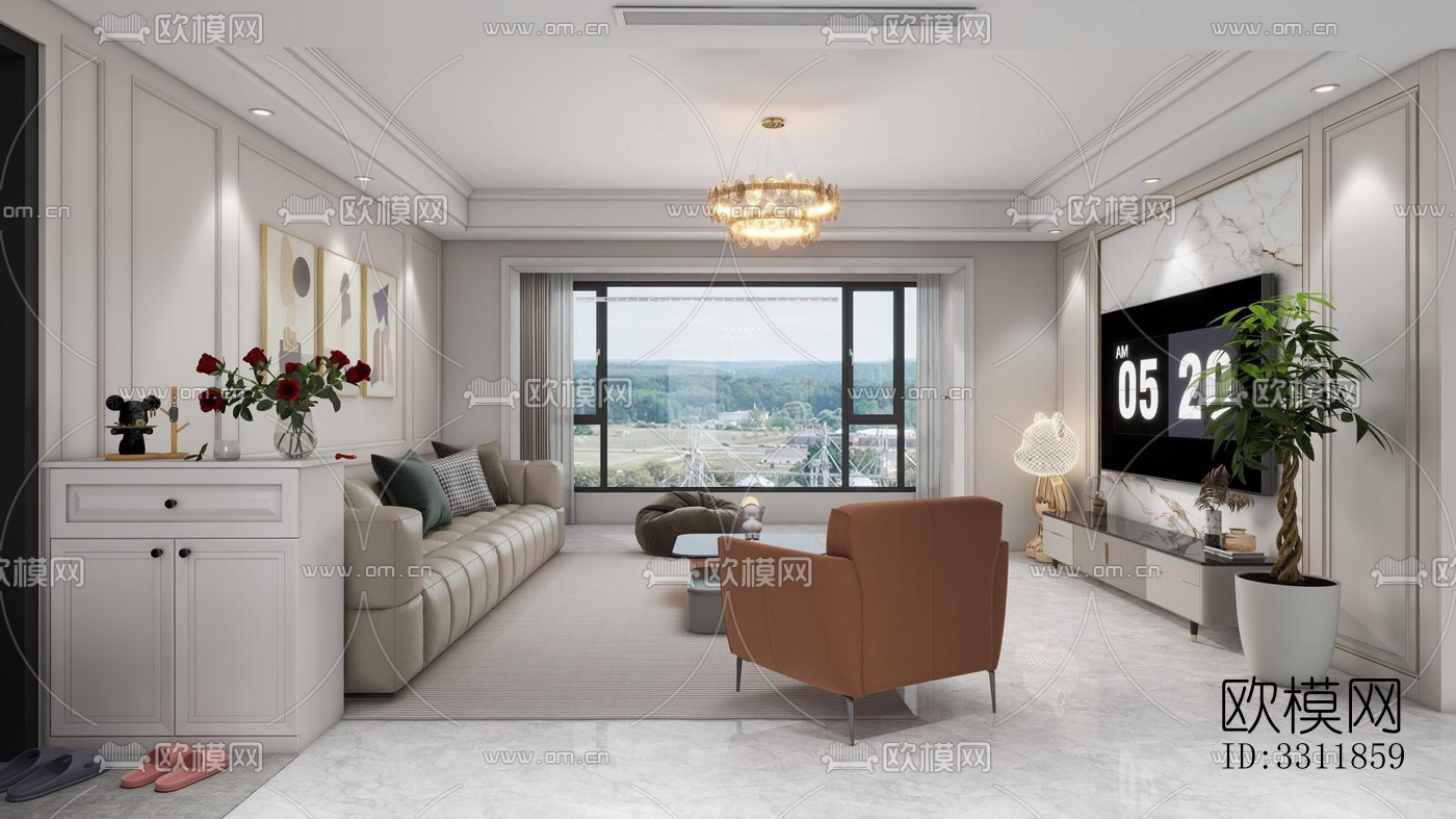 现代客餐厅效果图下载（渲染图3）