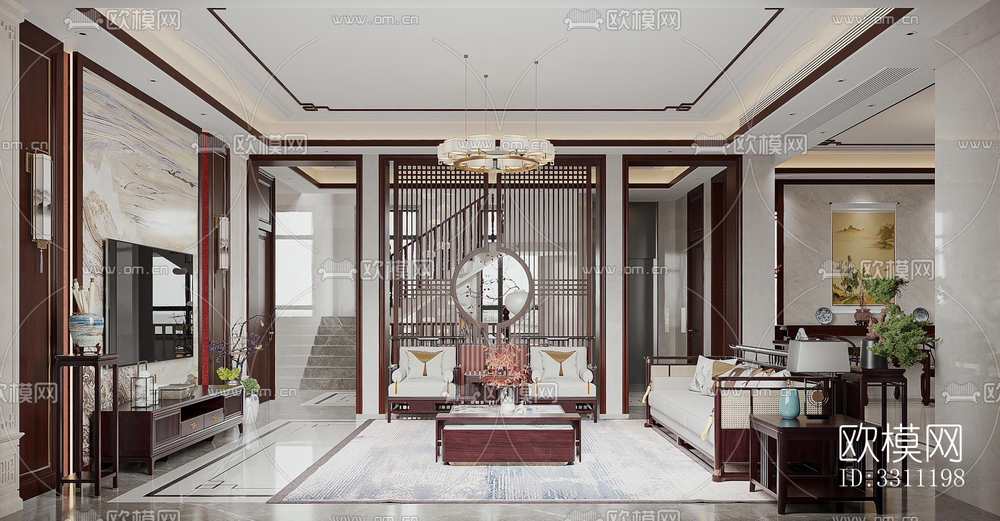 现代客餐厅效果图下载（渲染图2）