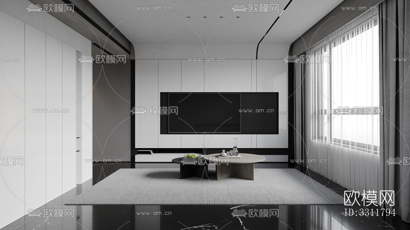 现代客餐厅效果图下载（渲染图3）