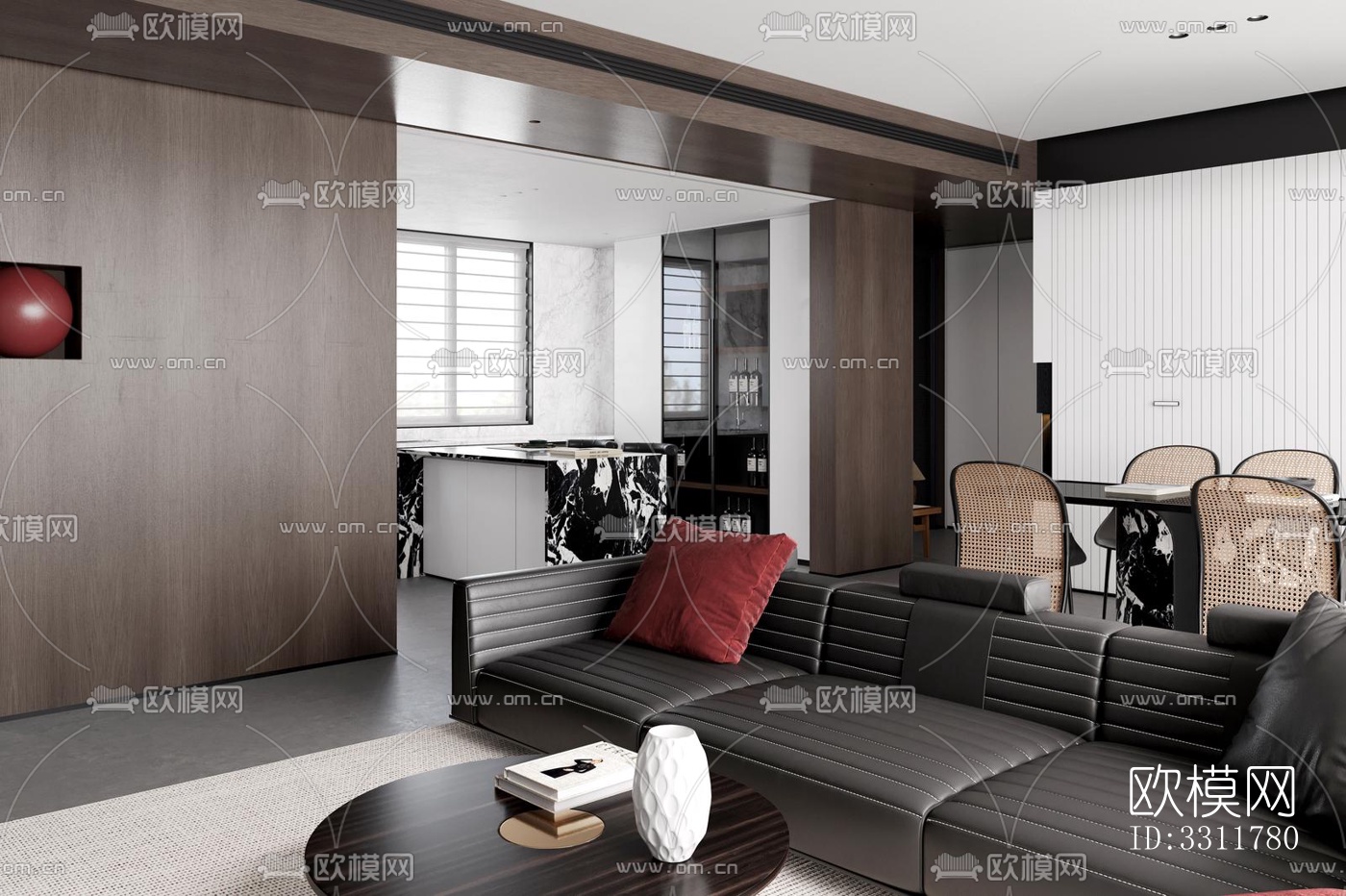 现代客餐厅效果图下载（渲染图9）