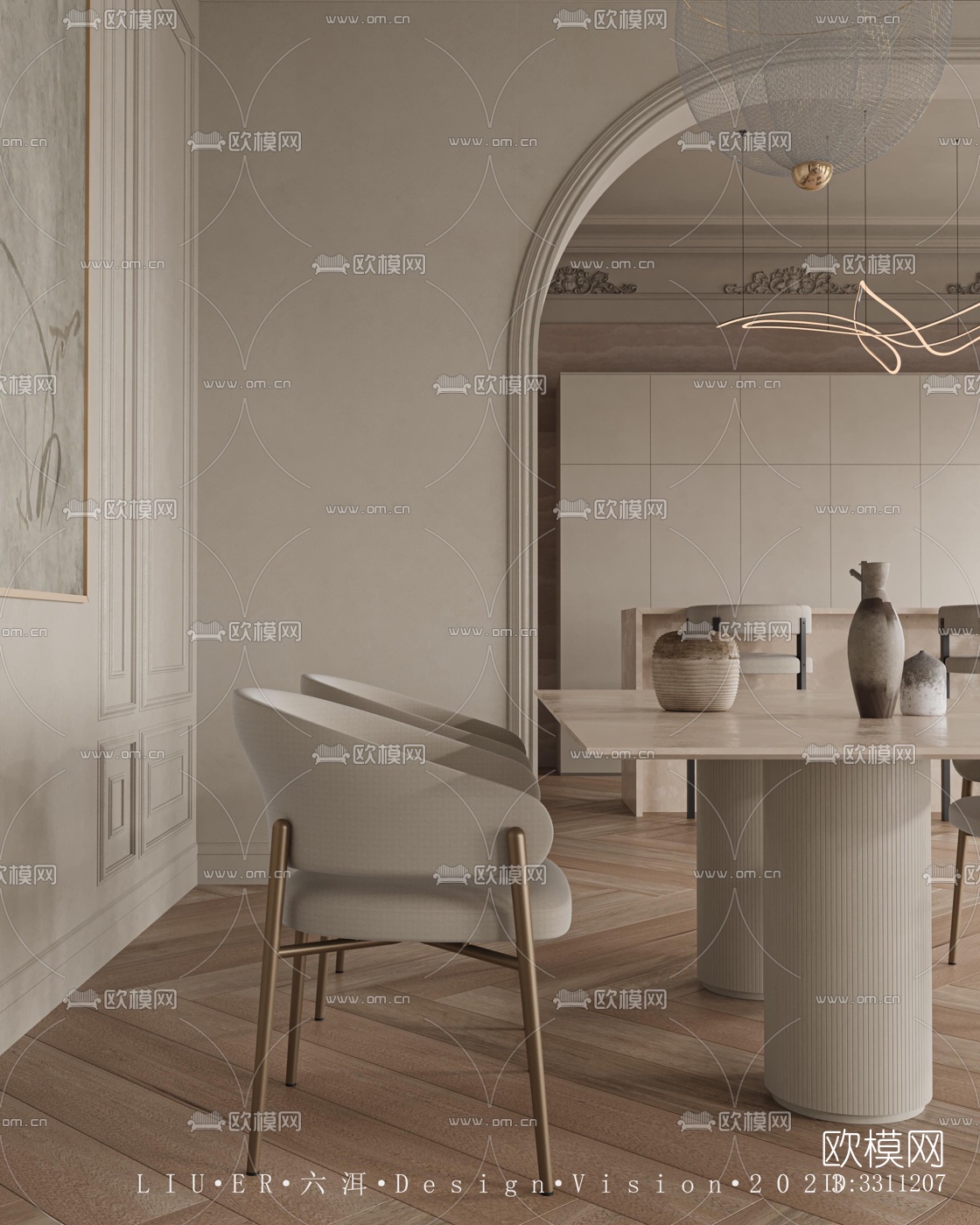 现代客餐厅效果图下载（渲染图12）