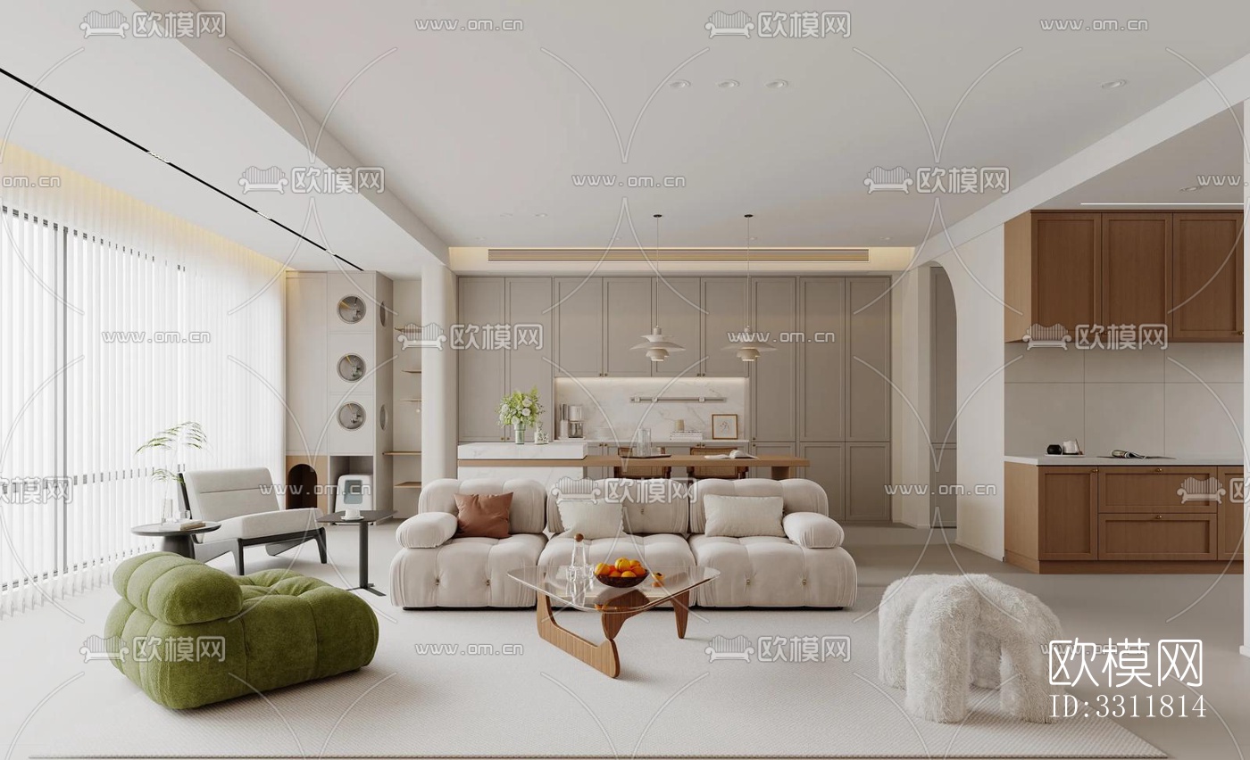 现代客餐厅效果图下载（渲染图5）