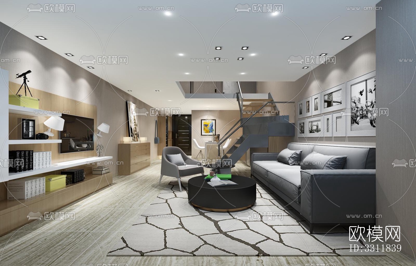 现代客餐厅效果图下载（渲染图4）