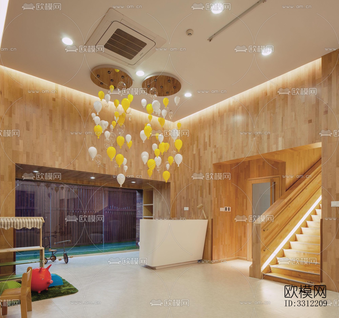 现代幼儿园效果图下载（渲染图8）