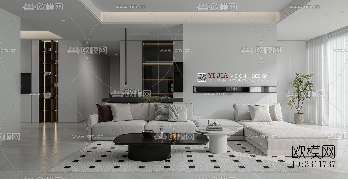 现代客餐厅效果图下载（渲染图3）