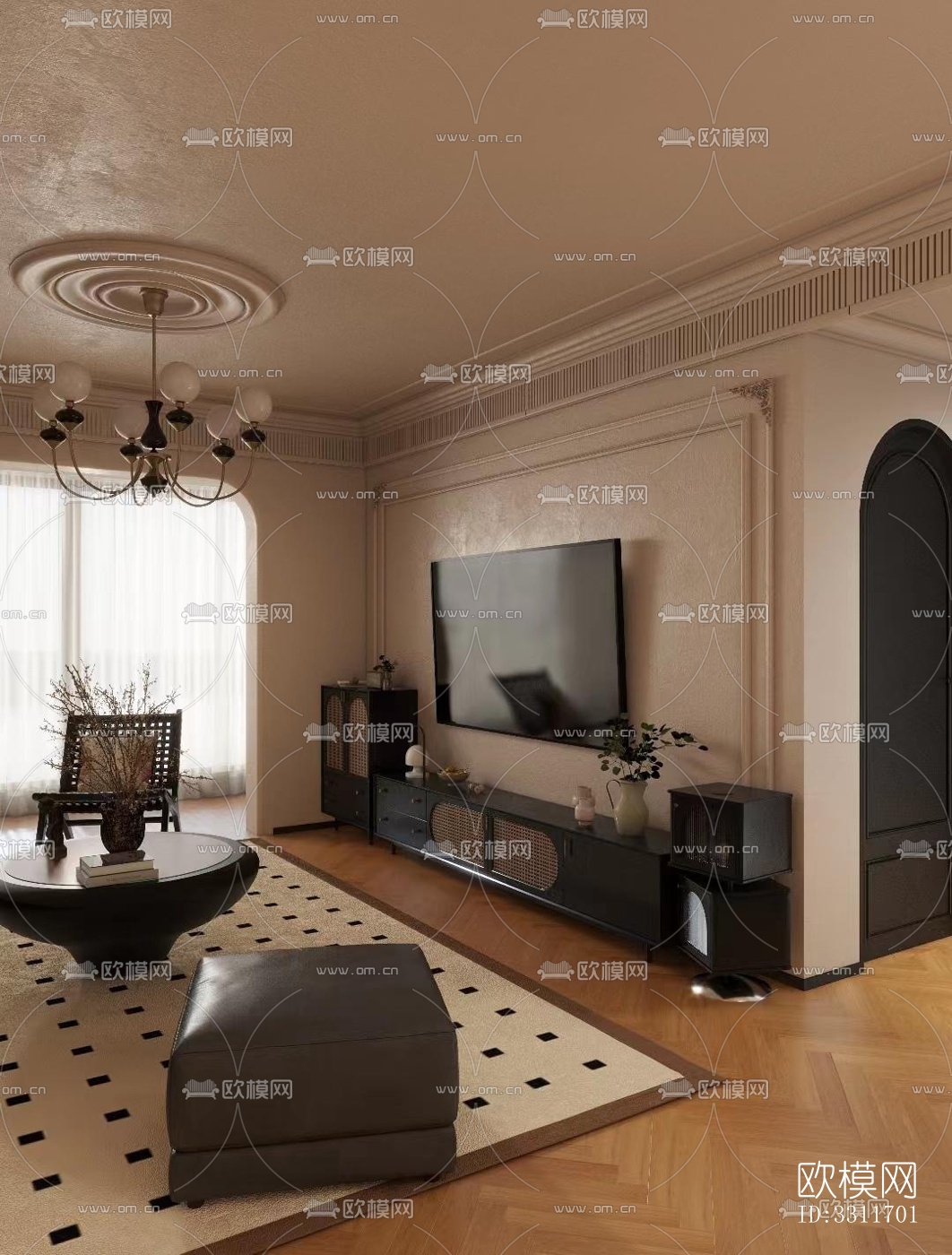 现代客餐厅效果图下载（渲染图2）