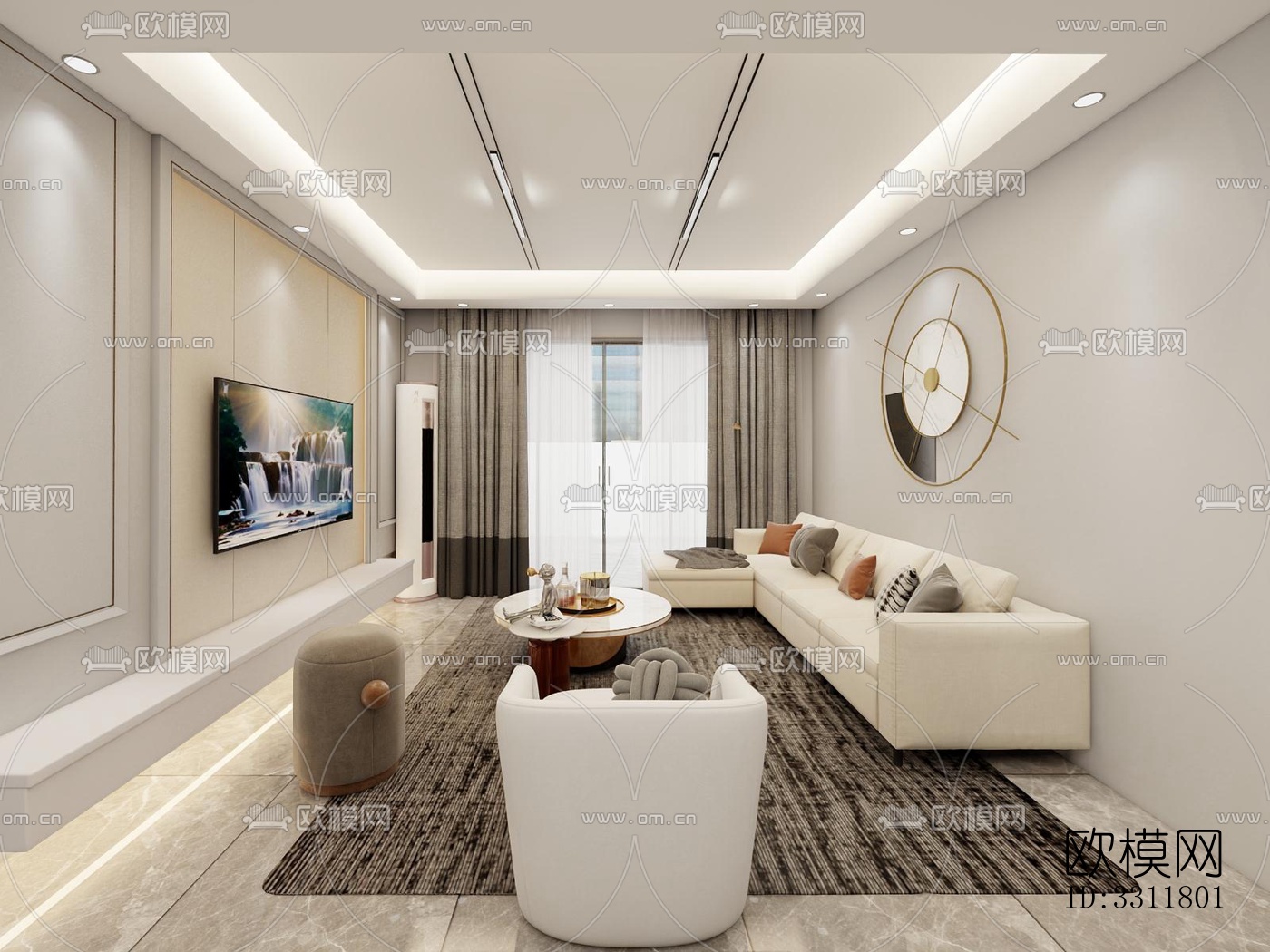 现代客餐厅效果图下载（渲染图5）