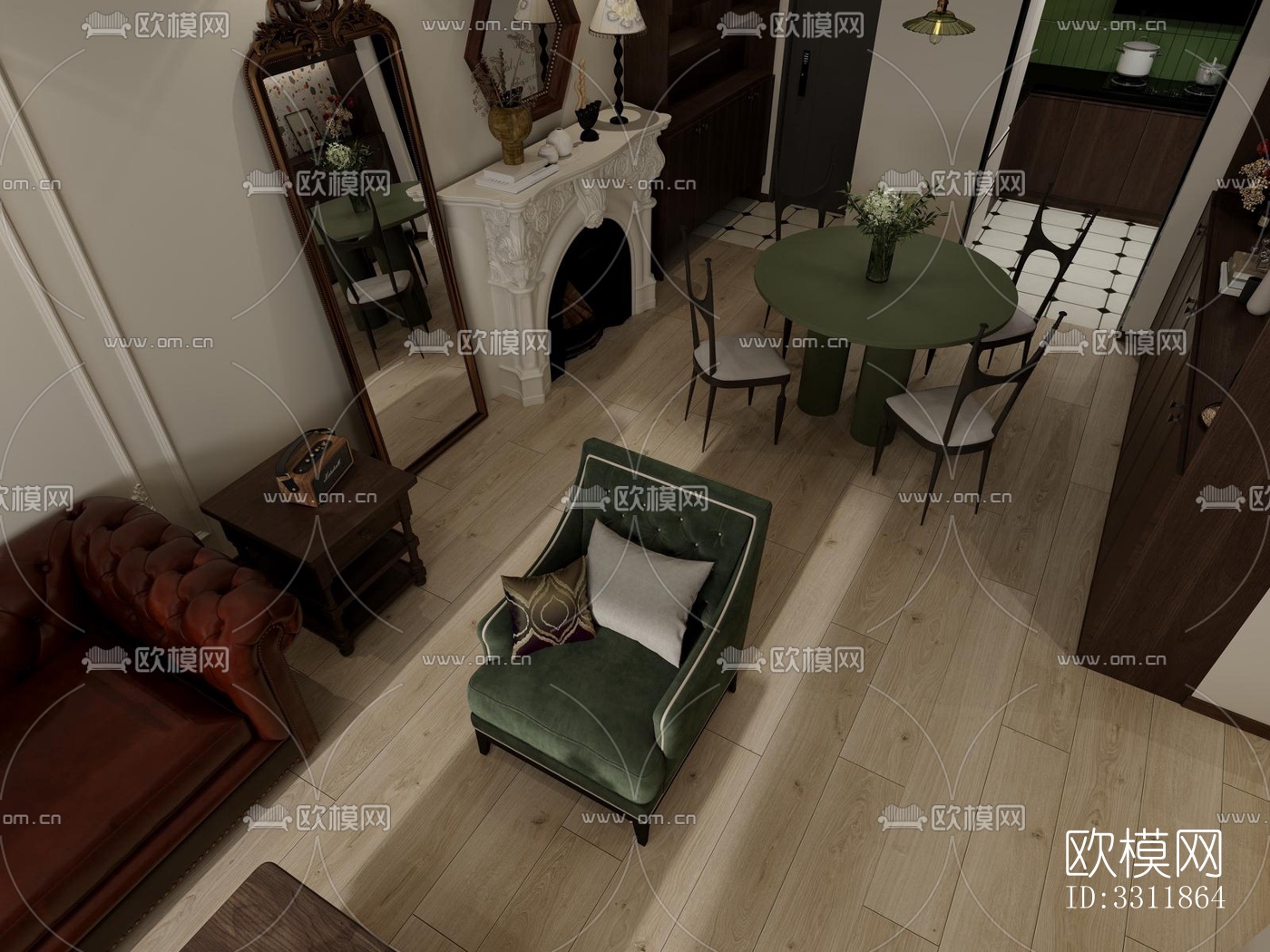 现代客餐厅效果图下载（渲染图3）