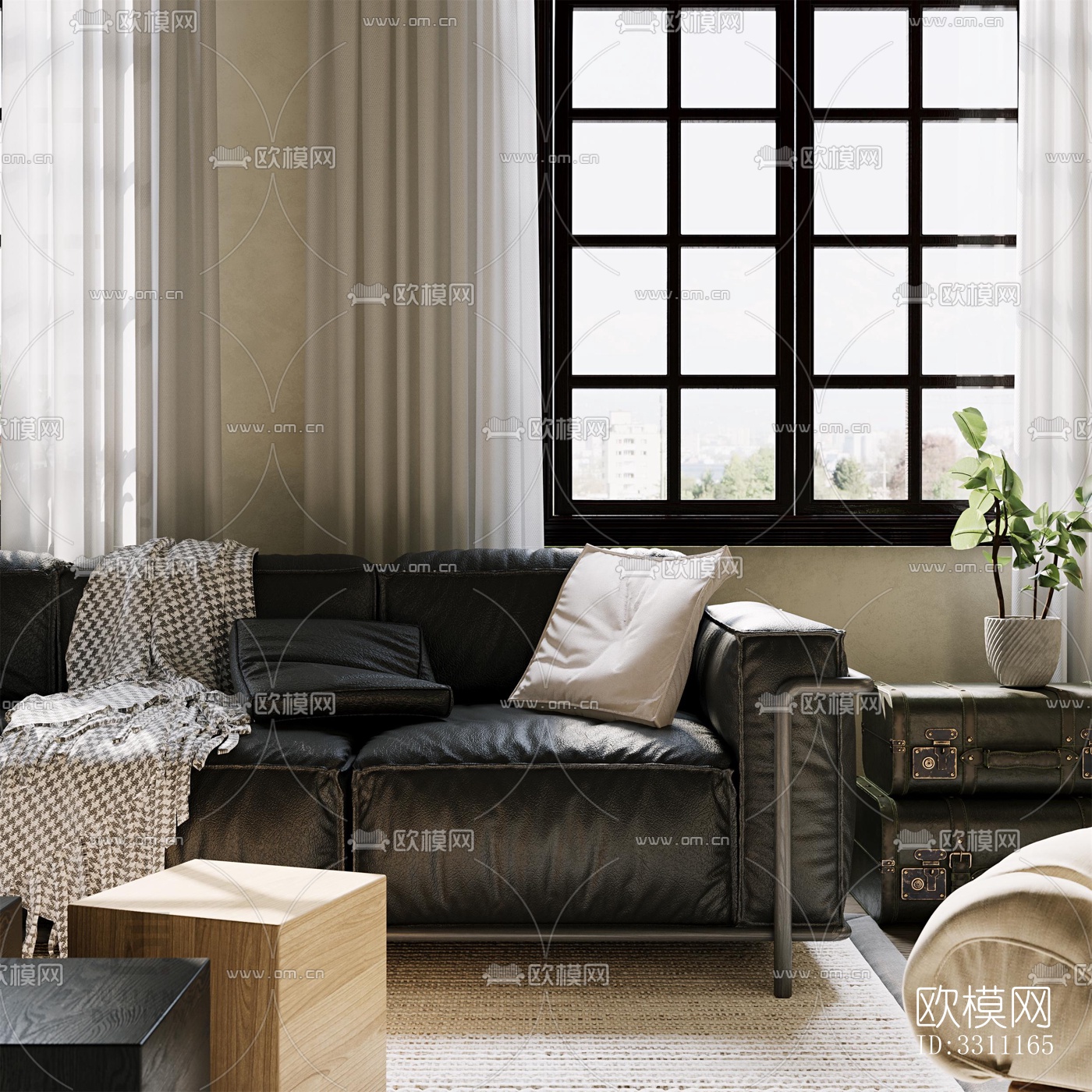 现代客餐厅效果图下载（渲染图3）