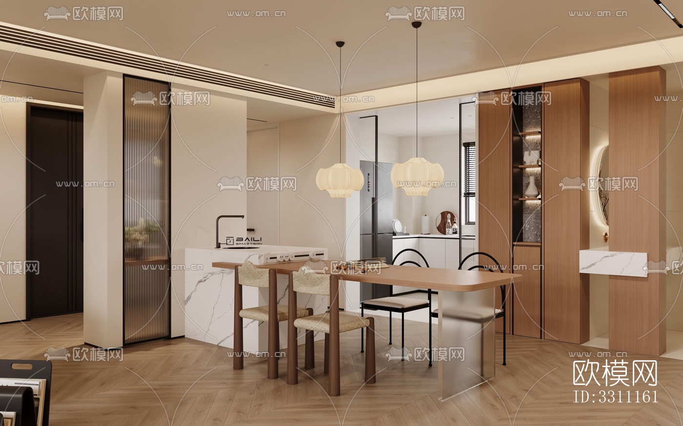 现代客餐厅效果图下载（渲染图5）