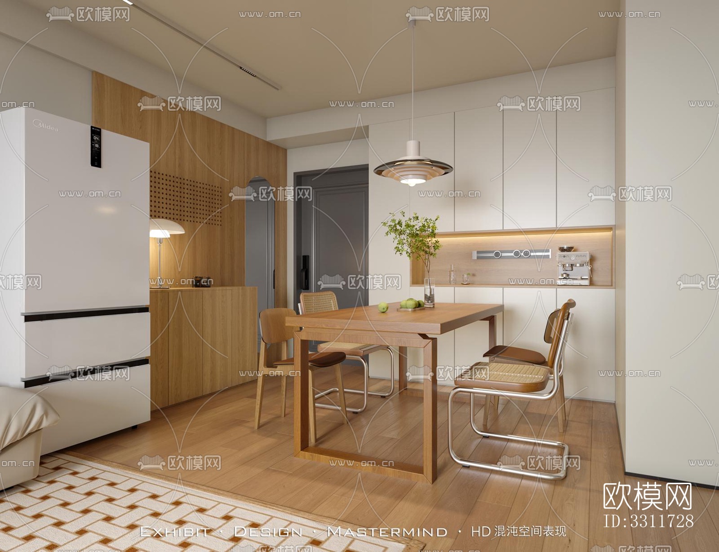 现代客餐厅效果图下载（渲染图2）