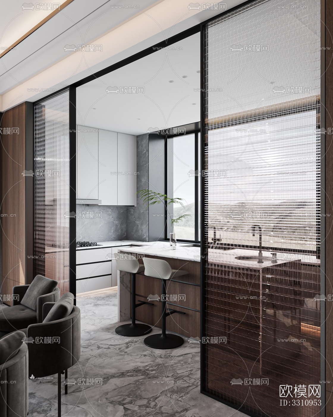 现代客餐厅效果图下载（渲染图10）