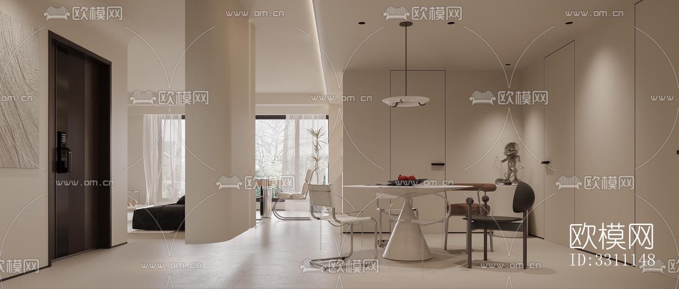 现代客餐厅效果图下载（渲染图2）
