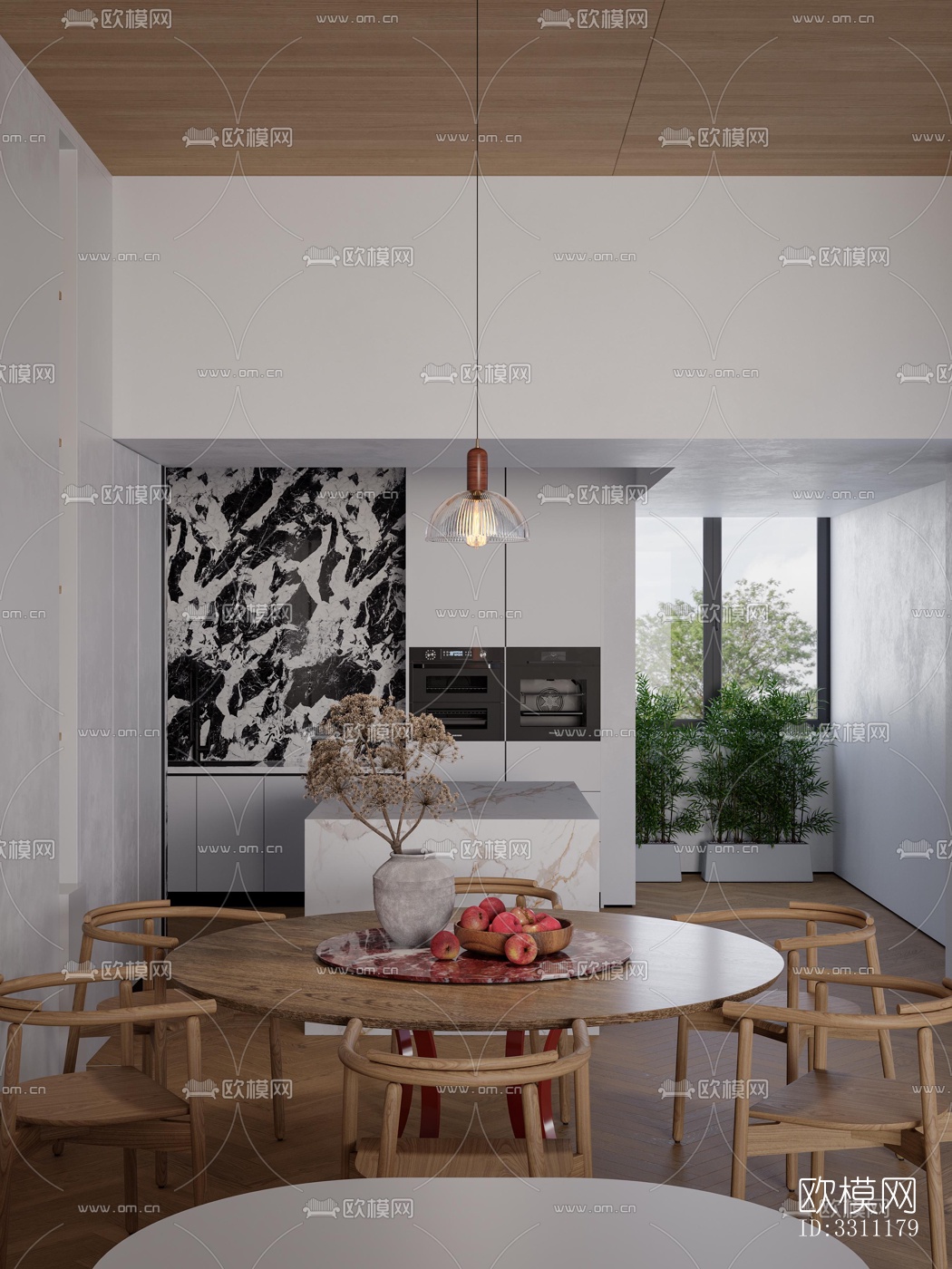 现代客餐厅效果图下载（渲染图9）