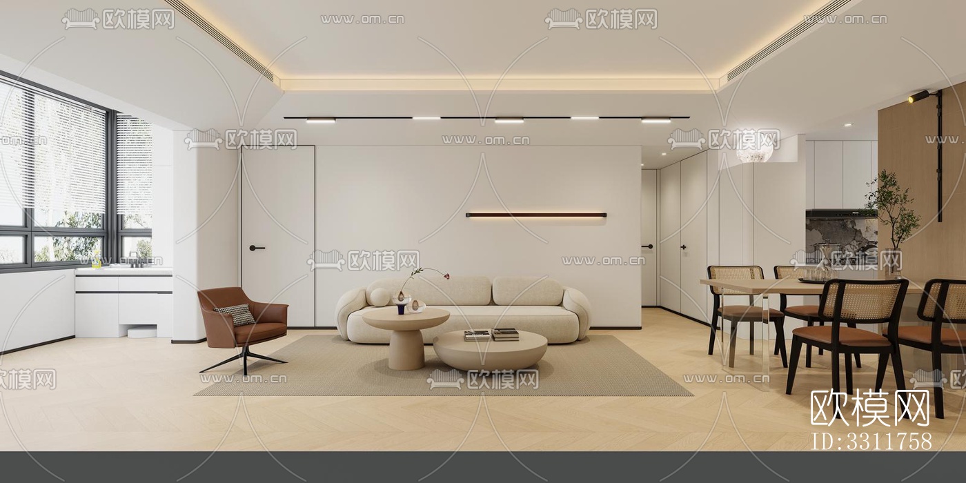 现代客餐厅效果图下载（渲染图6）