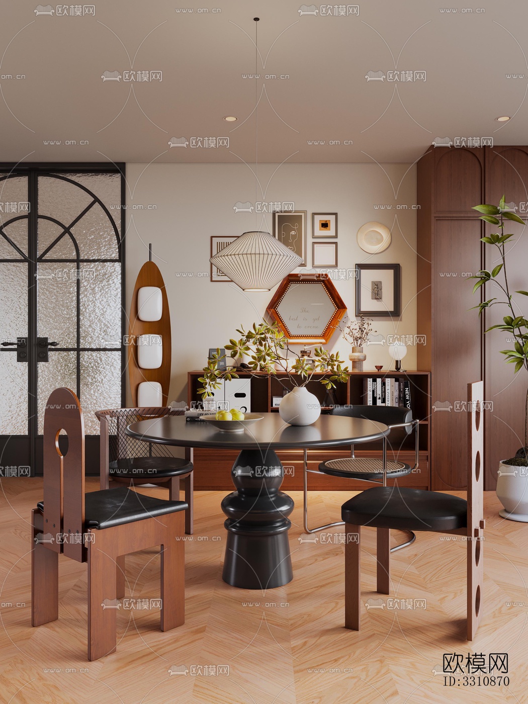 现代客餐厅效果图下载（渲染图1）