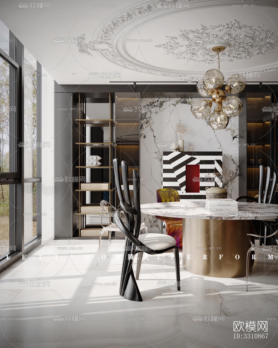 现代客餐厅效果图下载（渲染图9）