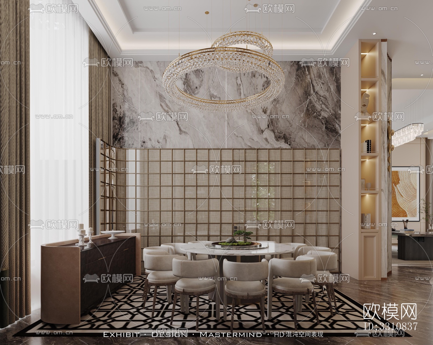 现代客餐厅效果图下载（渲染图5）