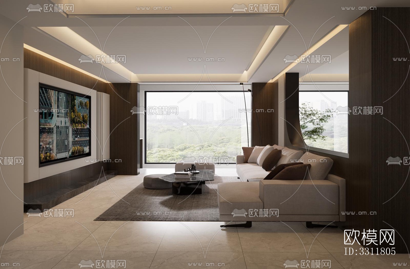 现代客餐厅效果图下载（渲染图7）