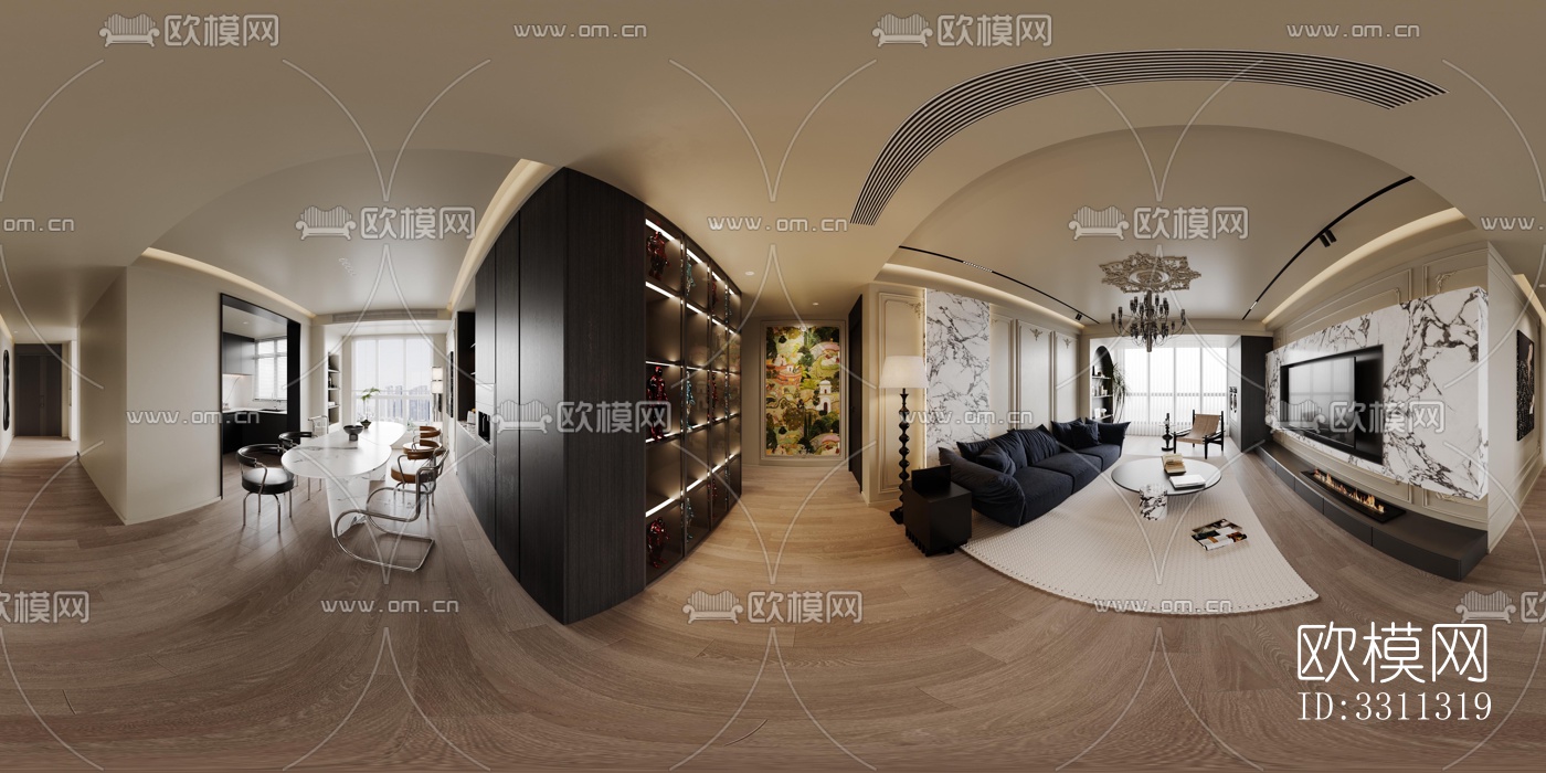 现代客餐厅效果图下载（渲染图9）