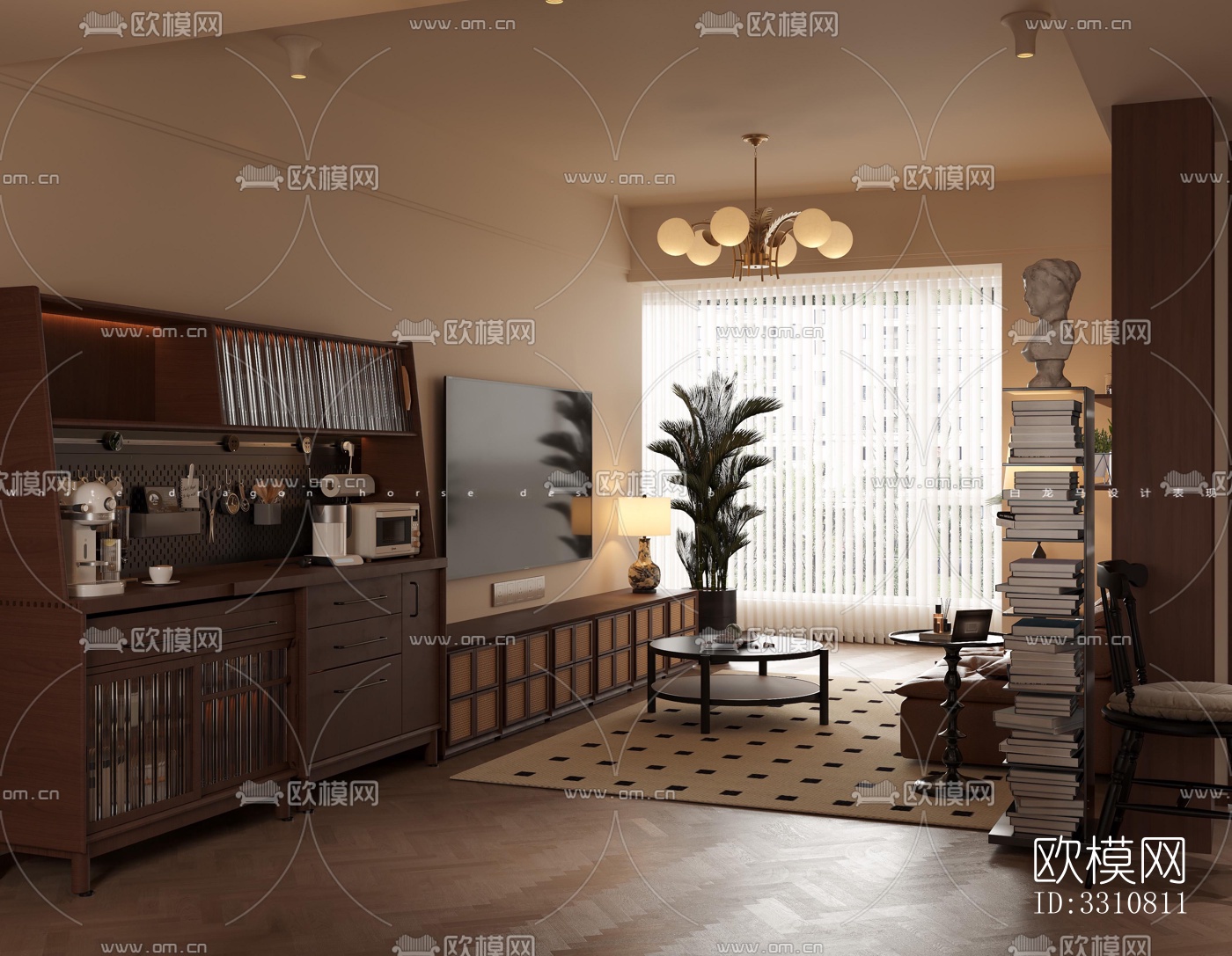 现代客餐厅效果图下载（渲染图3）