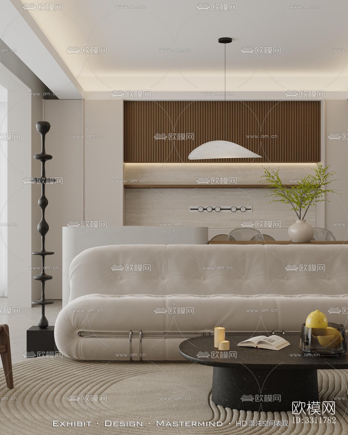 现代客餐厅效果图下载（渲染图1）