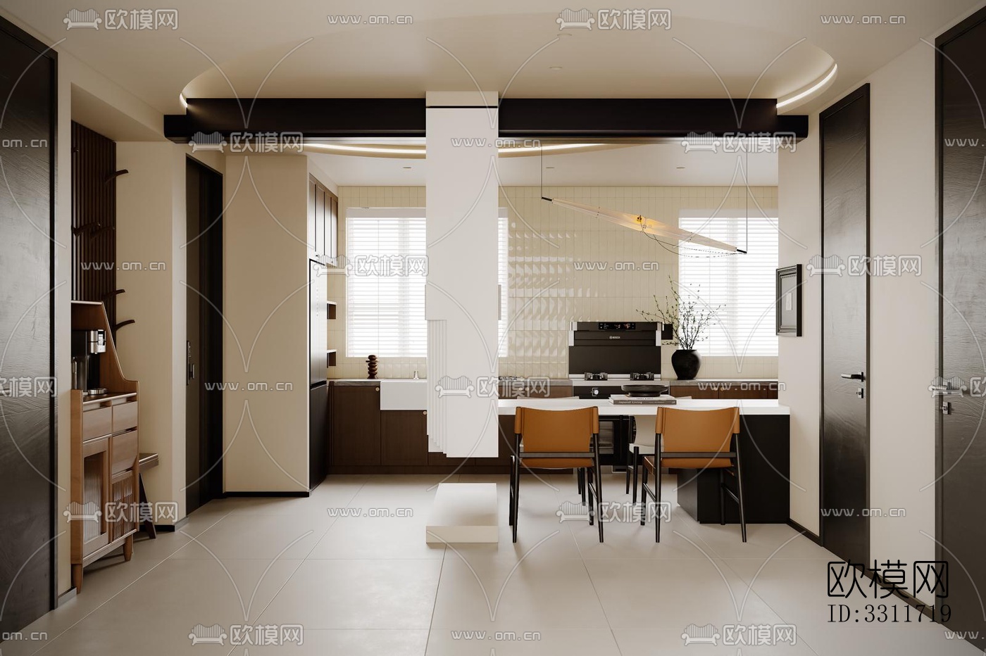 现代客餐厅效果图下载（渲染图10）