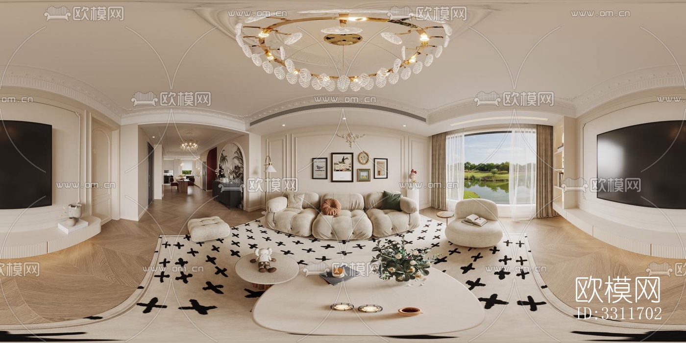 现代客餐厅效果图下载（渲染图4）