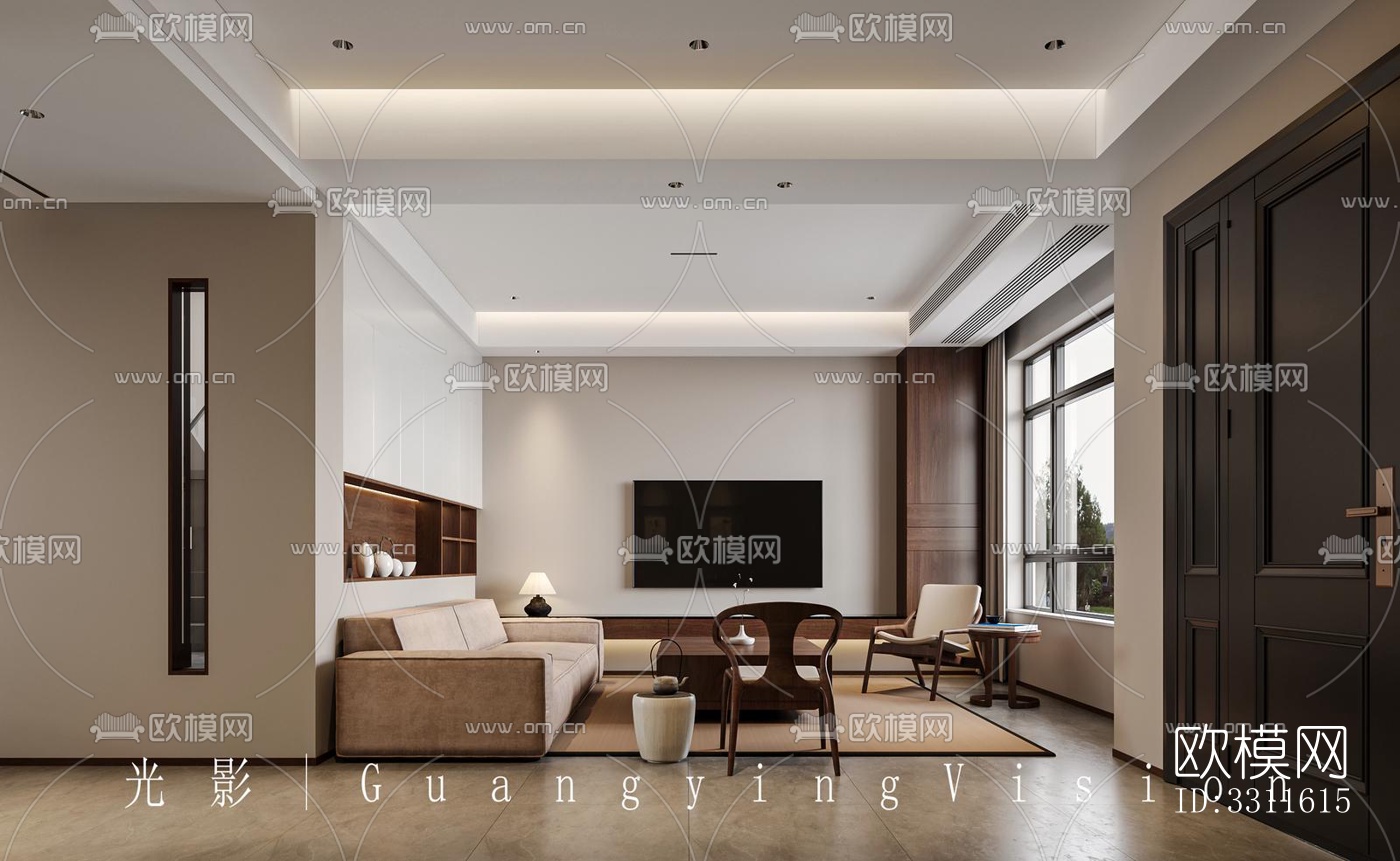 现代客餐厅效果图下载（渲染图5）