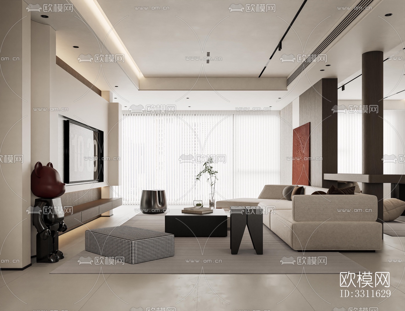 现代客餐厅效果图下载（渲染图6）