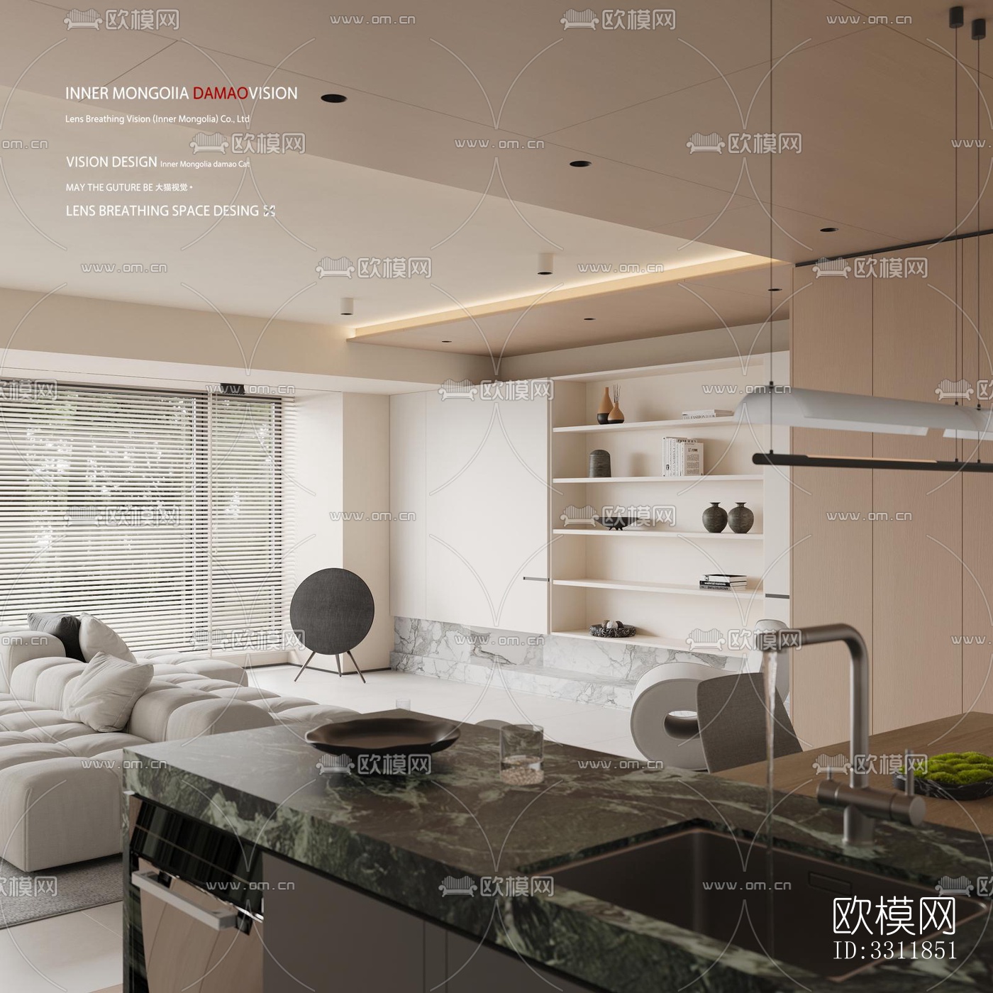 现代客餐厅效果图下载（渲染图6）