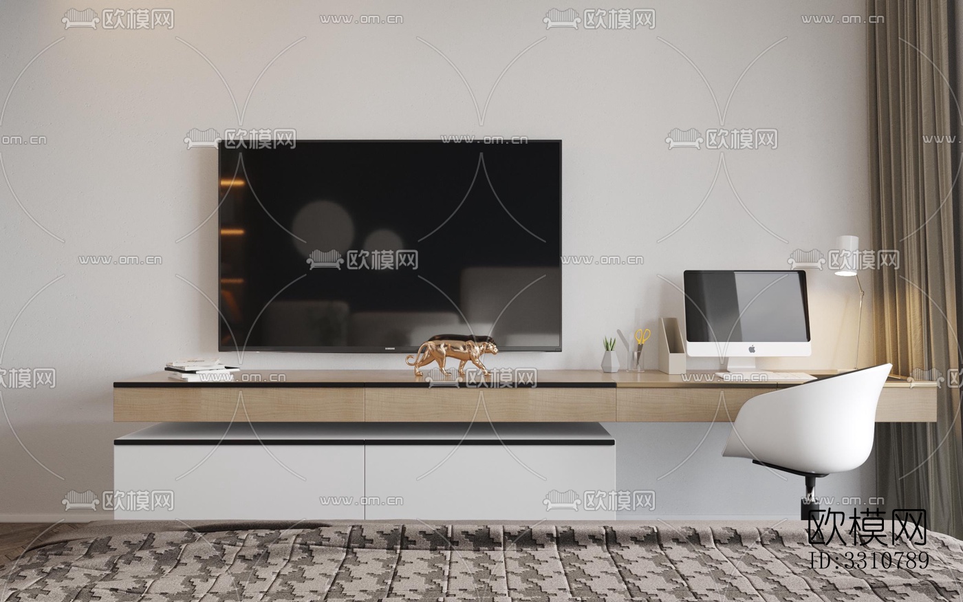 现代卧室效果图下载（渲染图4）