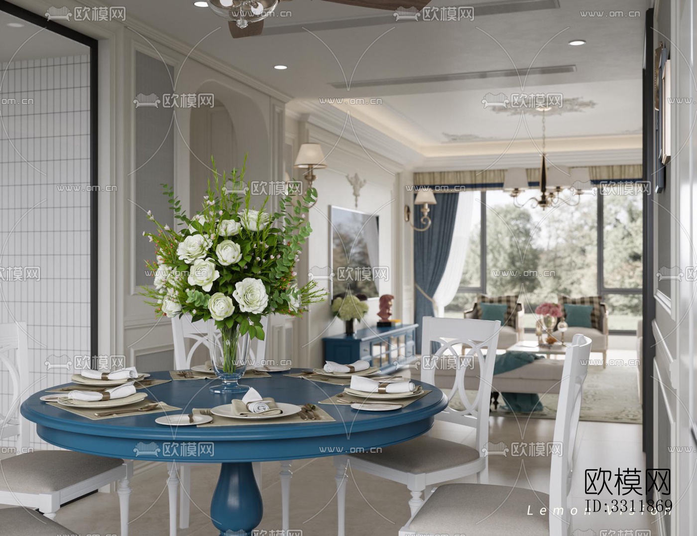 现代客餐厅效果图下载（渲染图9）