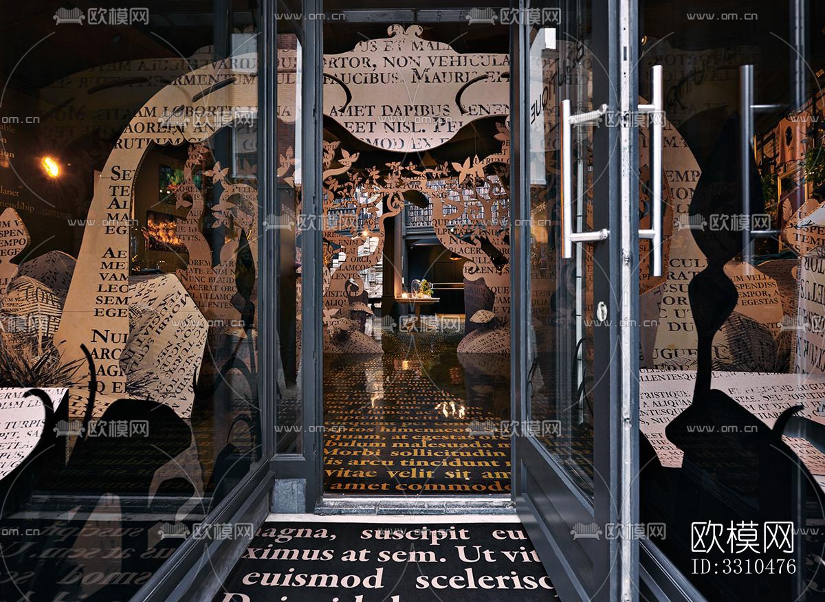 美式图书馆效果图下载（渲染图4）