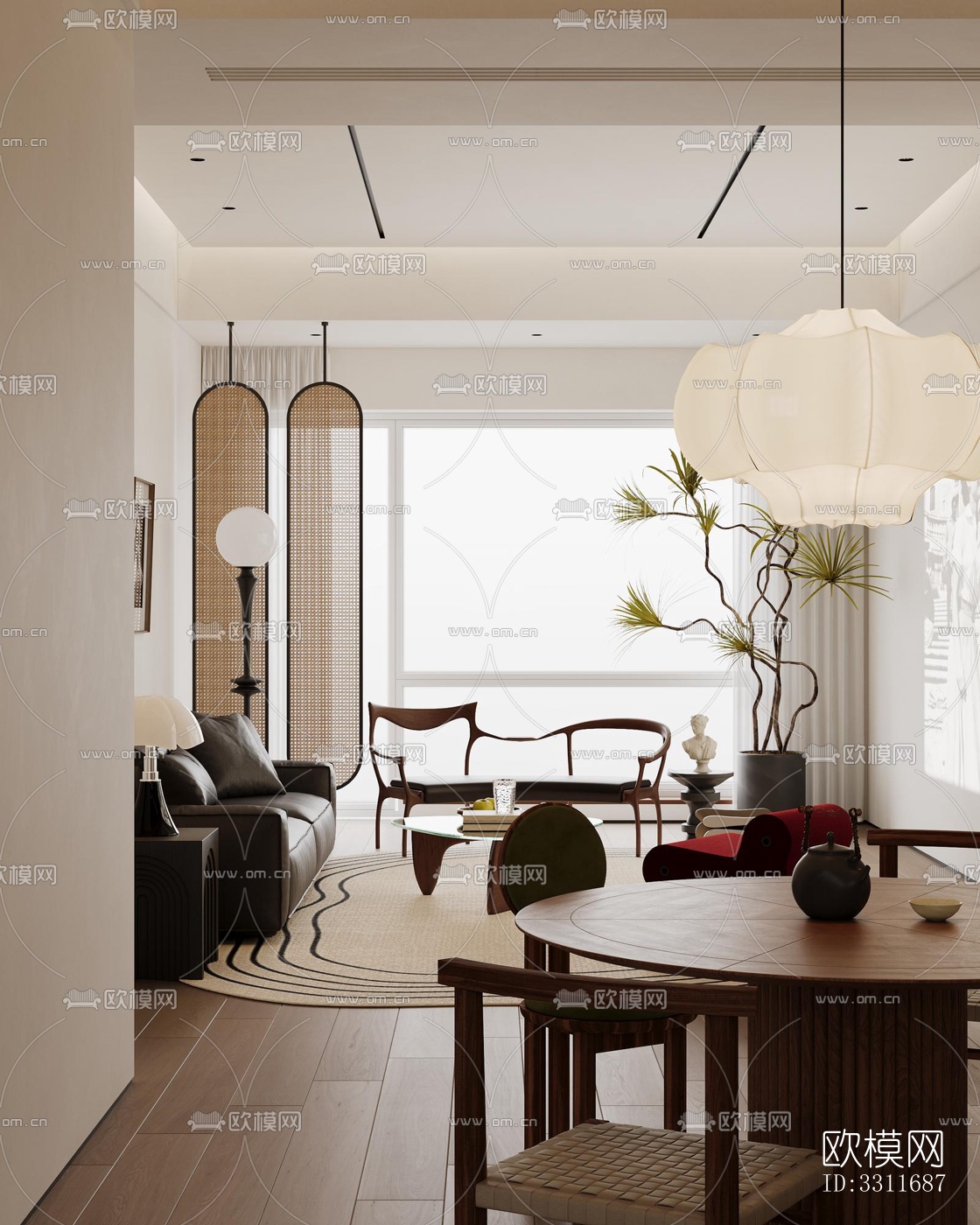 现代客餐厅效果图下载（渲染图2）