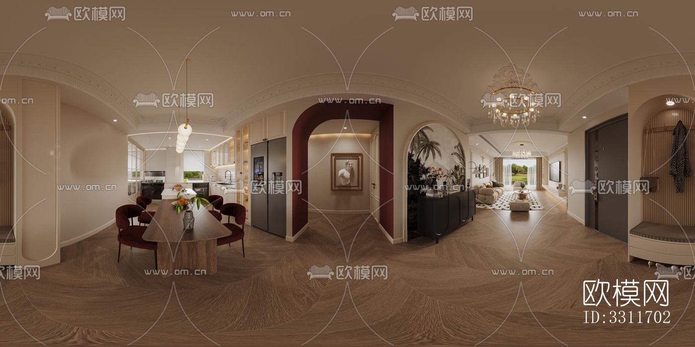 现代客餐厅效果图下载（渲染图5）