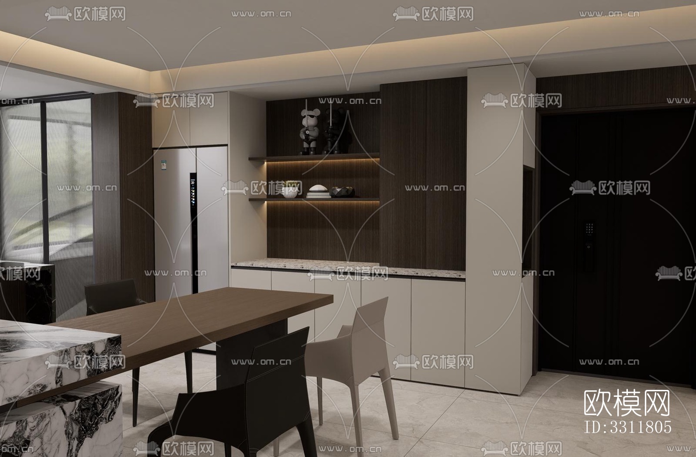 现代客餐厅效果图下载（渲染图3）