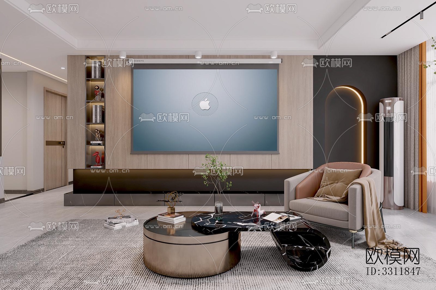 现代客餐厅效果图下载（渲染图2）