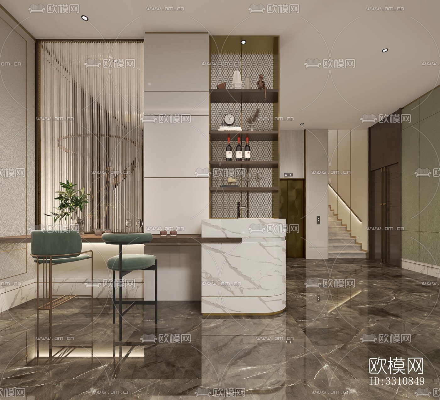 现代客餐厅效果图下载（渲染图2）