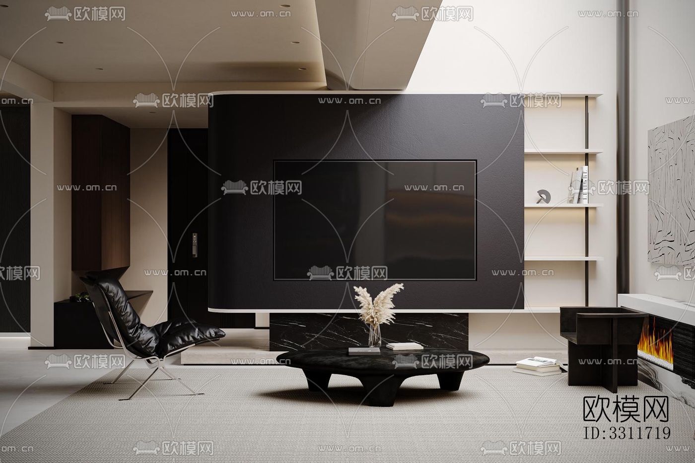 现代客餐厅效果图下载（渲染图3）